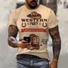 Vintage Koszulki Kowbojskie Odzież Męska Okrągły Dekolt Krótki Rękaw Koszulka Harajuku Streetwear 3D Nadruk Codzienny Fajne Koszulki Top
