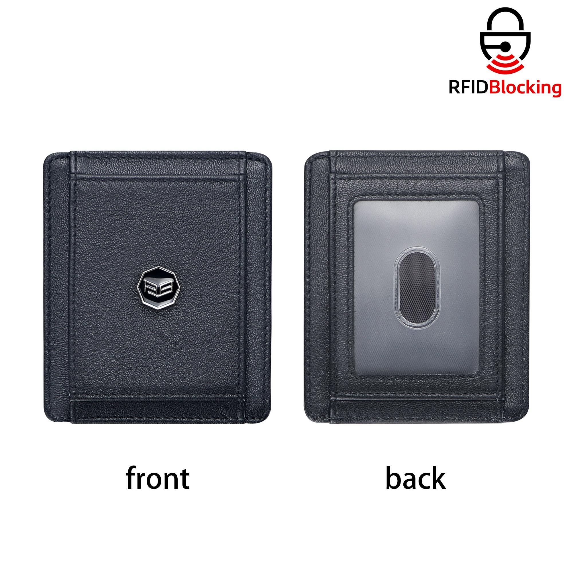 

Royal Bagger RFID - Blocking Compact Card Case for Daily Use: Durable Black Leather Build, Securely Stores Cards & Cash чёрный
