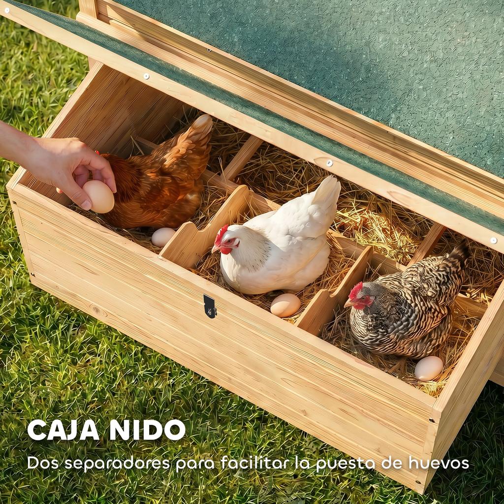Wooden Chicken Coop for Outdoor Use with 2 Nests, Removable Tray, Perches, Waterproof Roof, 150x100x96.5 Cm, Yellow