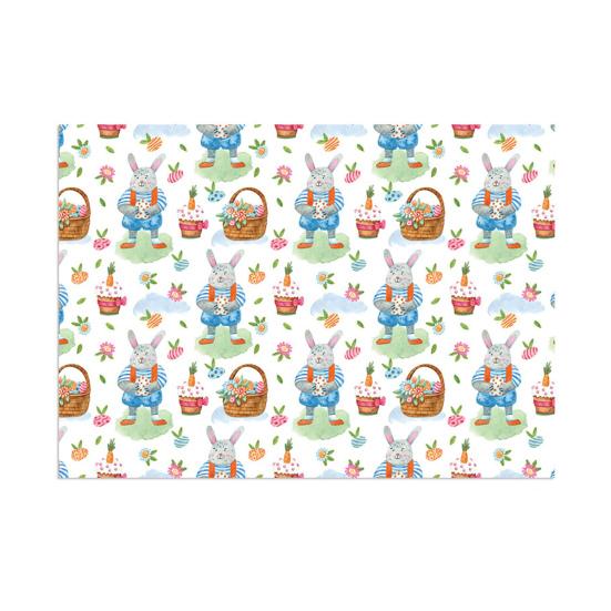 Geschenkpapier mit Hasenmotiv, 50 x 70 cm (19,7 x 27,6 Zoll), Ostergeschenkpapier mit niedlichem Hasenmotiv, flach gefaltet, ideal für Ostern, Frühlingsgeburtstage, Partys, Bastelarbeiten und Dekorationen.
