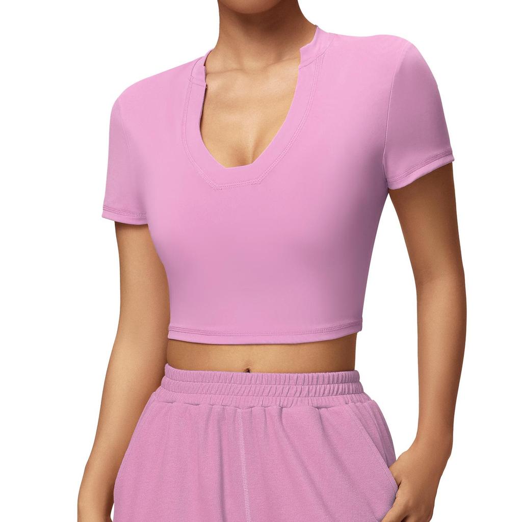 Cross-Border Slimming Nude Short-Sleeve Yoga & Sports T-Shirt