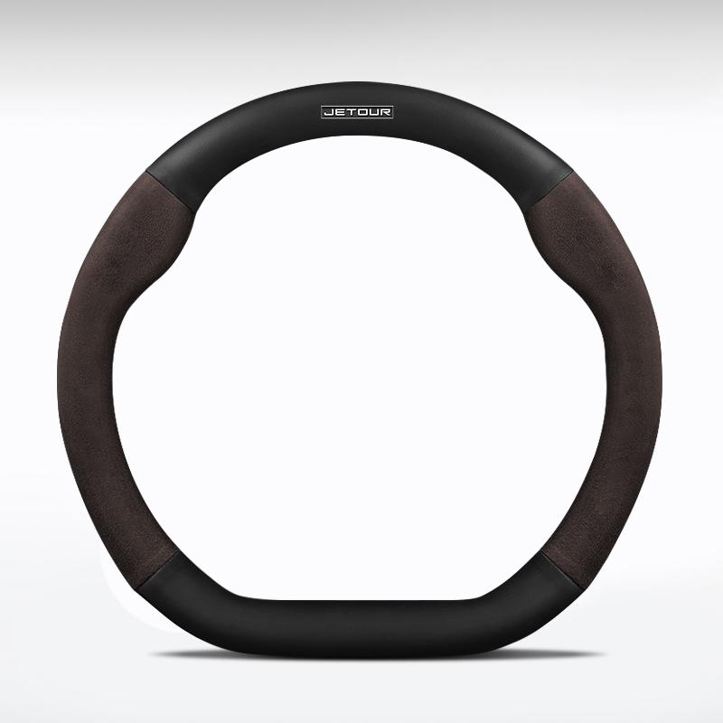 38cm, Genuine Leather for Chery Jetour T2 T3 X70 X70SM X90 X95 DASHING Traveler, Non-Slip Carbon Fiber Car Steering Wheel Cover