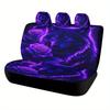 Purple Wolf Roses Designed Car Seat Cover Set For Most Cars - High-quality Comfortable Full Set Protector Covers For 2 Front Sea