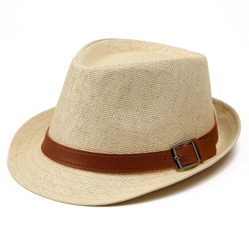 

Straw hat men s fashion sunshade top hat women s British retro jazz hat gentleman s hat sun-proof straw hat M（56-58cm）