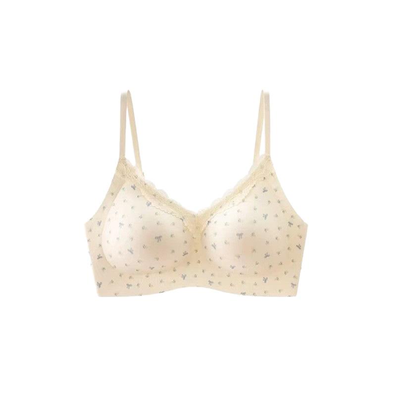 Women's Seamless Steel Rim Integrated Fixed Cup with Double Breasts, Beautiful Back, Lace Bra Cover, Summer