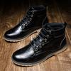 FGHJ Plus Fleece High-top Round Head Flat Heel Shoes Warmth Men Shoes Leather Men Snow Boots