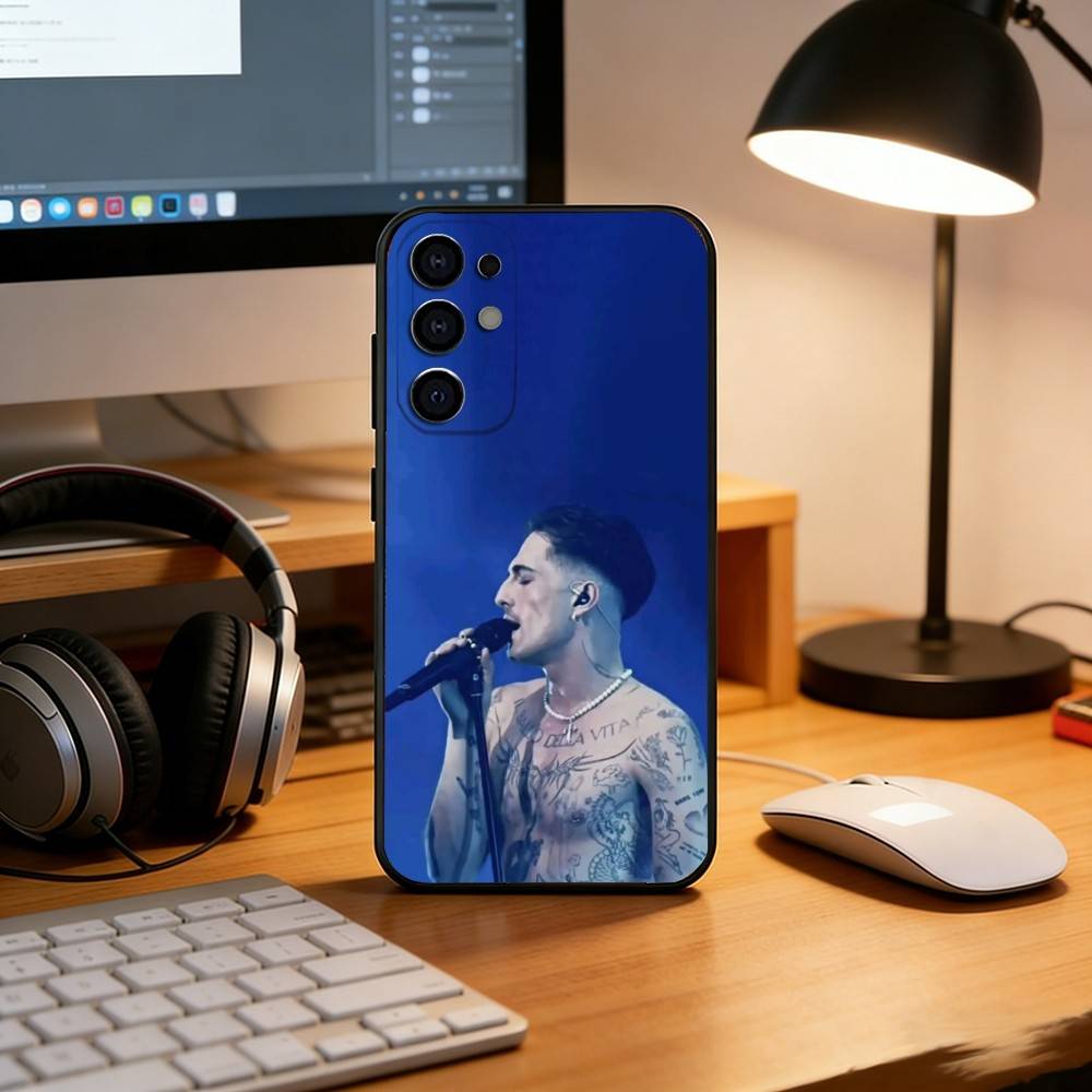 M-Maneskin Damiano David Phone Case Black Silicone Soft For Samsung S25,S24,S21,S22,S23,S30,Ultra,S20,Plus,Fe,Lite