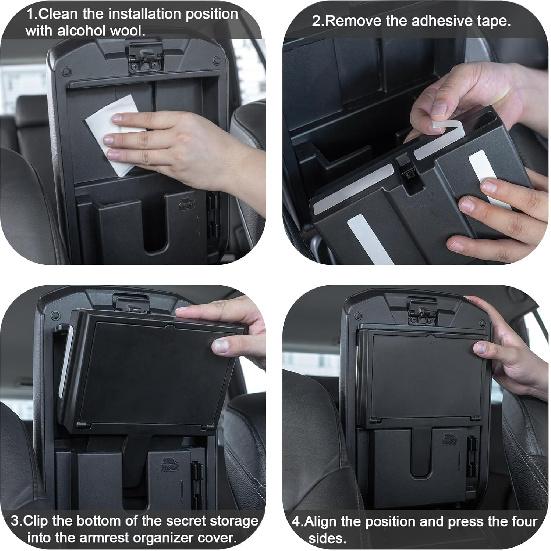 JDMCAR Dold förvaringslåda med en knapptryckning Kompatibel med Toyota 4Runner Tillbehör 2010-2023 2024 Organizer för mittkonsol