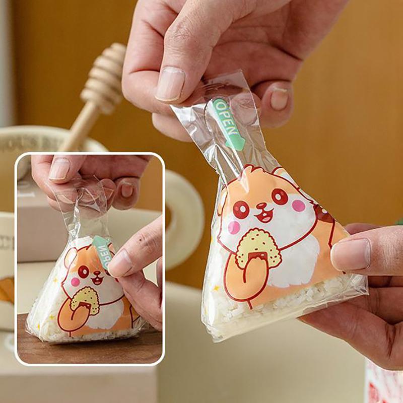 50/100 Stück schöne Cartoon-Dreieck-Reisbällchen-Verpackungsbeutel, Algen, Onigiri, Sushi, Bento, Herstellungsform, Bento-Zubehör, Sushi-Taschen