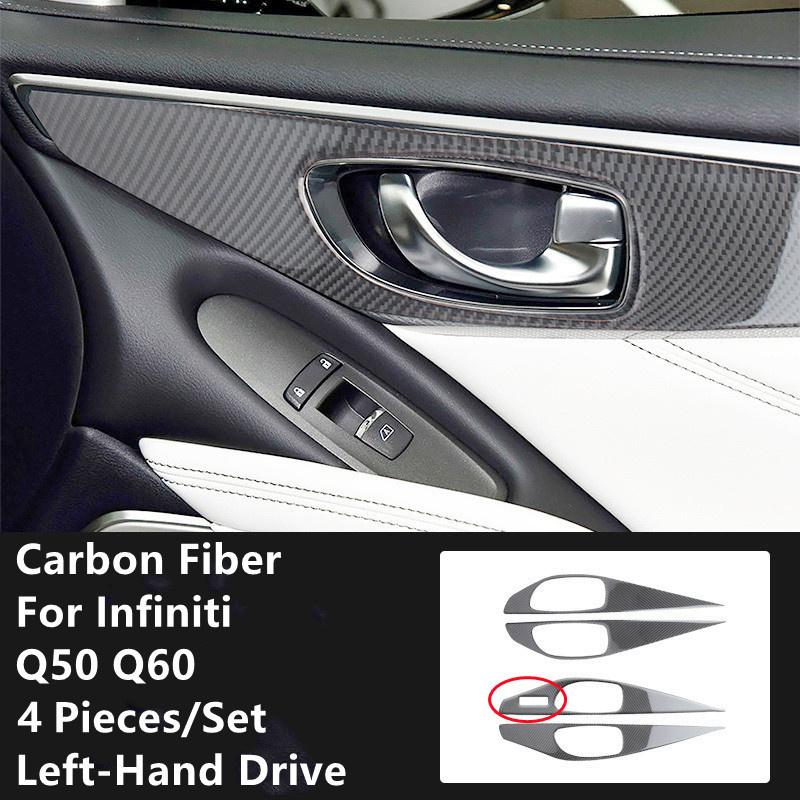 Carbon Fiber Car Interior Modification Cover Trim Strips Decorative Stickers For Infiniti Q50 Q60 Car Styling Inner