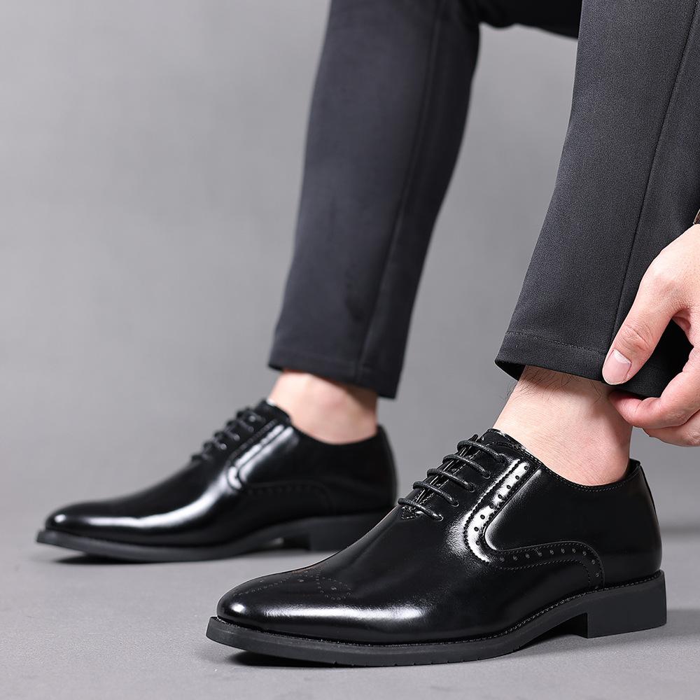 Autumn Lace-up Casual Leather Shoes England Derby Shoes Men's Wedding Shoes Business Dress Fashion