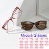 2 In 1 Finished Cat Eye Magnetic Clip On Prescription Glasses TR90 Myopia Sunglasses Prescription Short-sight Eyewear