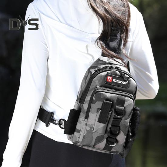 Fishing Bag with Rod Holder Waterproof Nylon Fishing Accessories Sling Bag Lightweight Outdoor Hiking Hunting Fishing Gear Single Shoulder Storage