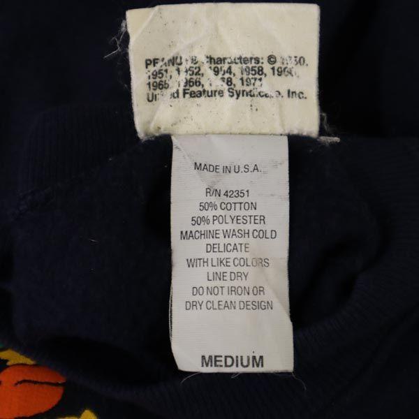 Peanuts Old USA Made Logo Print Long Sleeve Sweat Trainer Men's Used