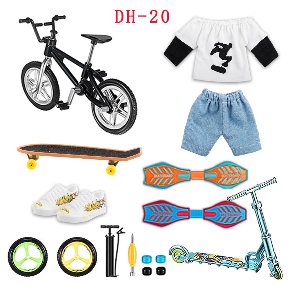 Mini Finger Bike, Skateboard, Scooter & Pants Toy Set