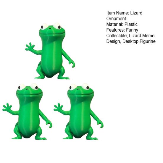Lizard Meme Decoration 3D Printed Funny Lizard Ornament Standing Green Lizard Figurine for Home Office Desk Bedroom Shelf Decor