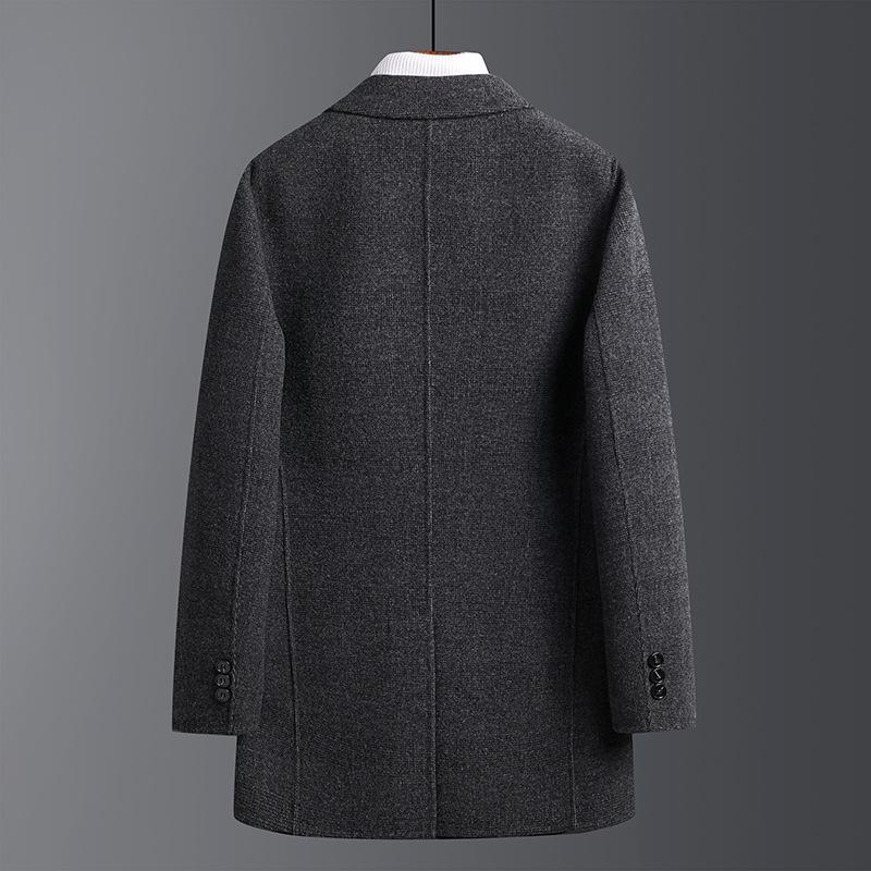 New Autumn and Winter Handmade Double-sided Woolen Suit Men's Slim Houndstooth Wool Suit Simple Casual Single Suit