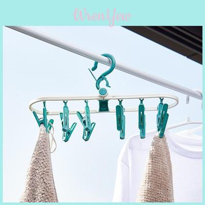Modern Simple Design Foldable Plastic Clothes Drying Rack With Clips For Dorms