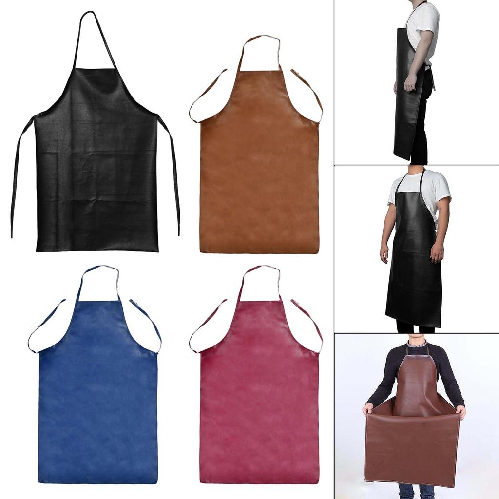 PU Leather Waterproof Apron Oil Resistant Wear Resistant Industrial Apron for