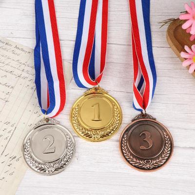 Metal Award Medals With Neck Ribbon Gold Silver Bronze Style For Sports Academics Or Any Competition Diameter