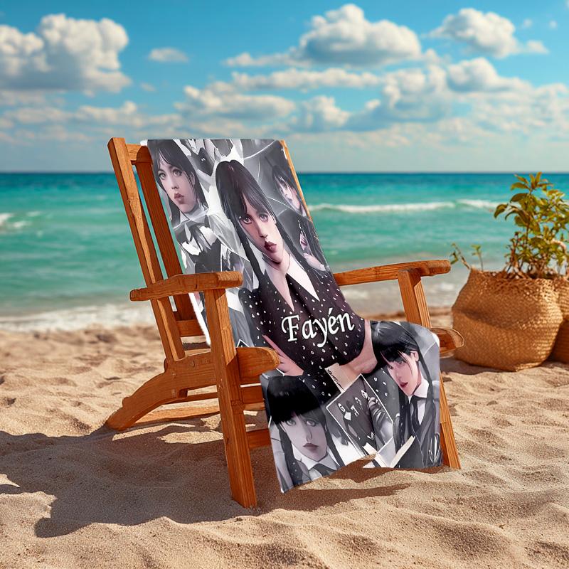 Personalized Customized Proof Beach Towel with Wednesday Addams Pattern - Soft, Absorbent,quick-drying,perfect Swimming,camping&bathing