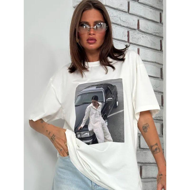 Western Style New Fashion Casual Loose Print Round Neck Short Sleeve T-shirt Top Printed T-shirt Top