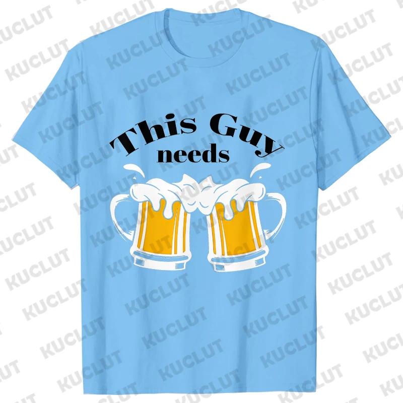 Men's Street Wear T-shirts Need Beer Graphic Tee Shirt Homme Funny Low Battery Need Beer Novelty T-Shirt Drinking Party Tshirts