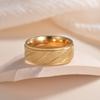 8mm Men's Stainless Steel Couple Ring, Gold Color Frosted Wedding Ring, Men's