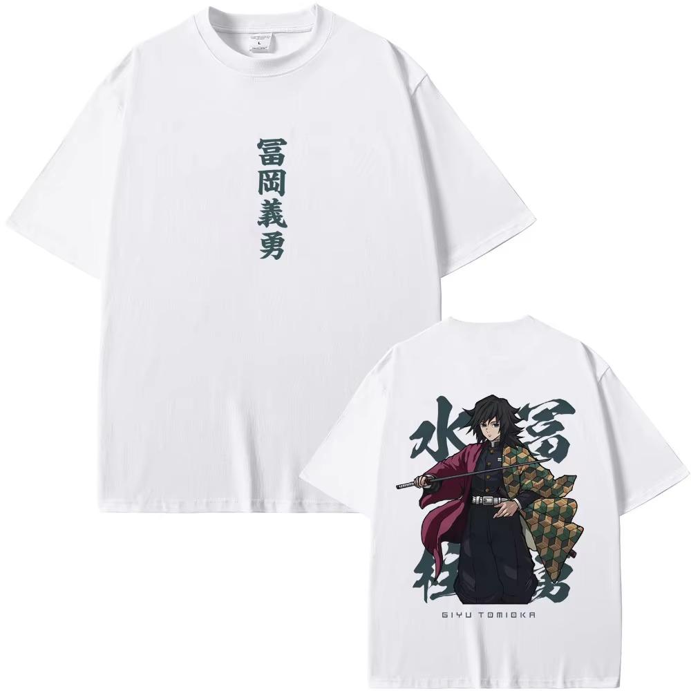 Anime Demon Slayer Vodní Hašira Tomioka Giyuu Grafická Trička Pánská a Dámská Ležérní Měkké Bavlněné Tričko Pánská Móda Streetwear