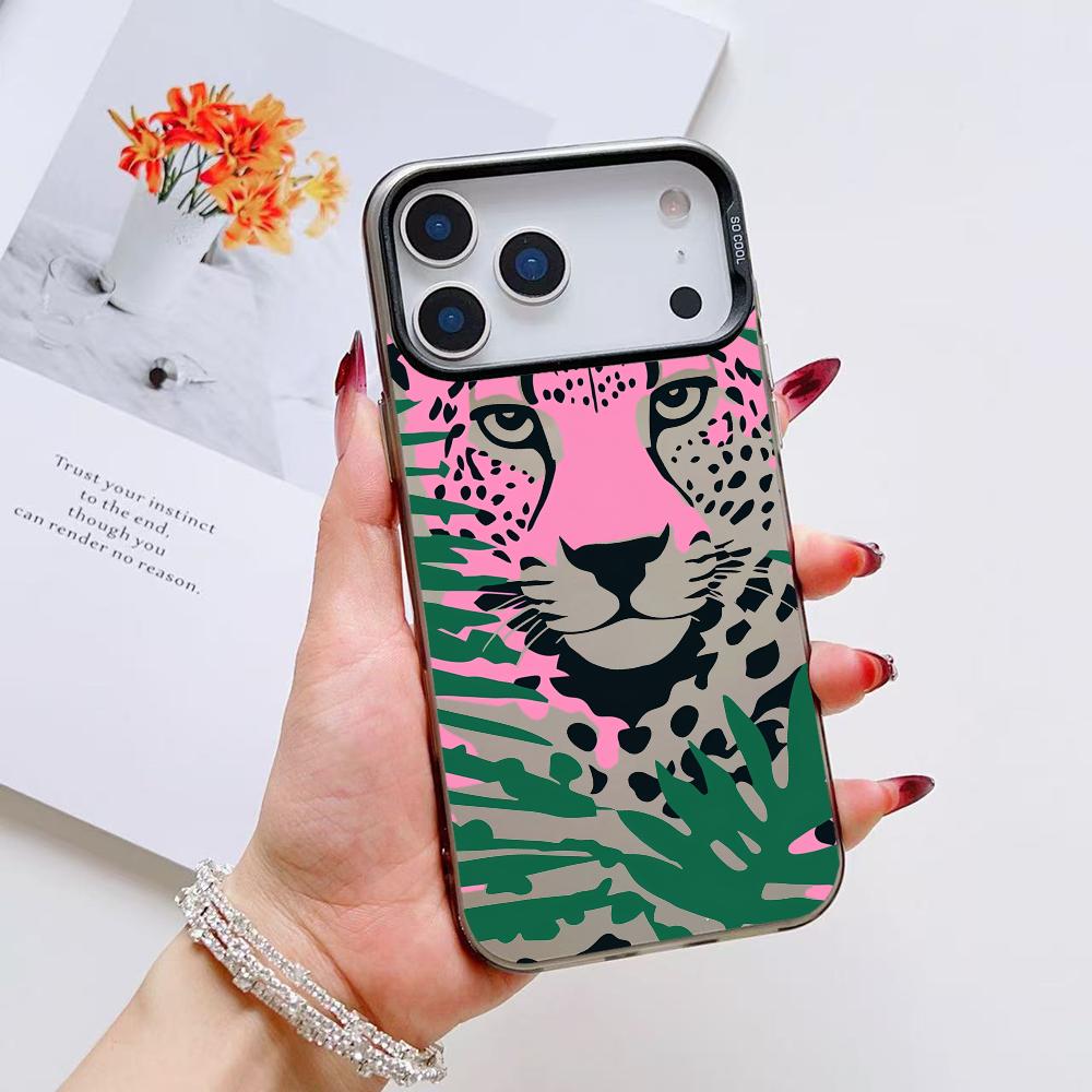 Abstract Leopard Phone Case For iPhone 17 16 15 14 13 12 11 Pro Max Air Matte Laser Aurora Shockproof Funda