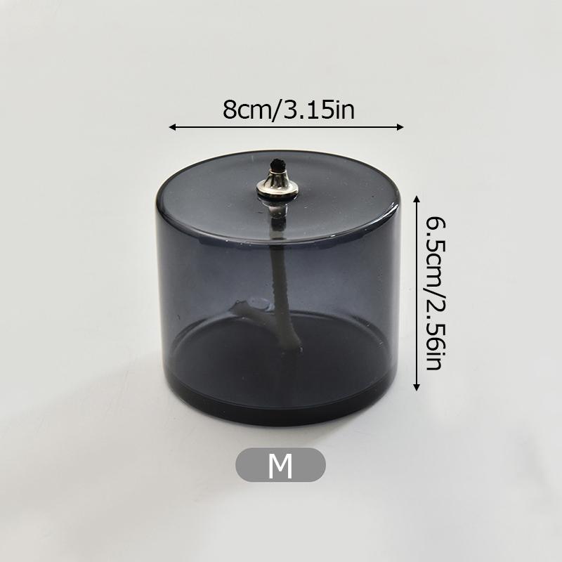 1PC Table Candle Rustic Oil Lamp with Wick Home Decoration Grey Green Cylindrical Transparent Glass Candlestick Christmas Dinner