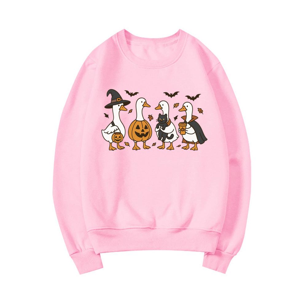 Halloween Goose Sweatshirt Funny Halloween Shirt Women Long Sleeve Crewneck Sweatshirt Spooky Goose Hoodies Fall Streetwear Tops