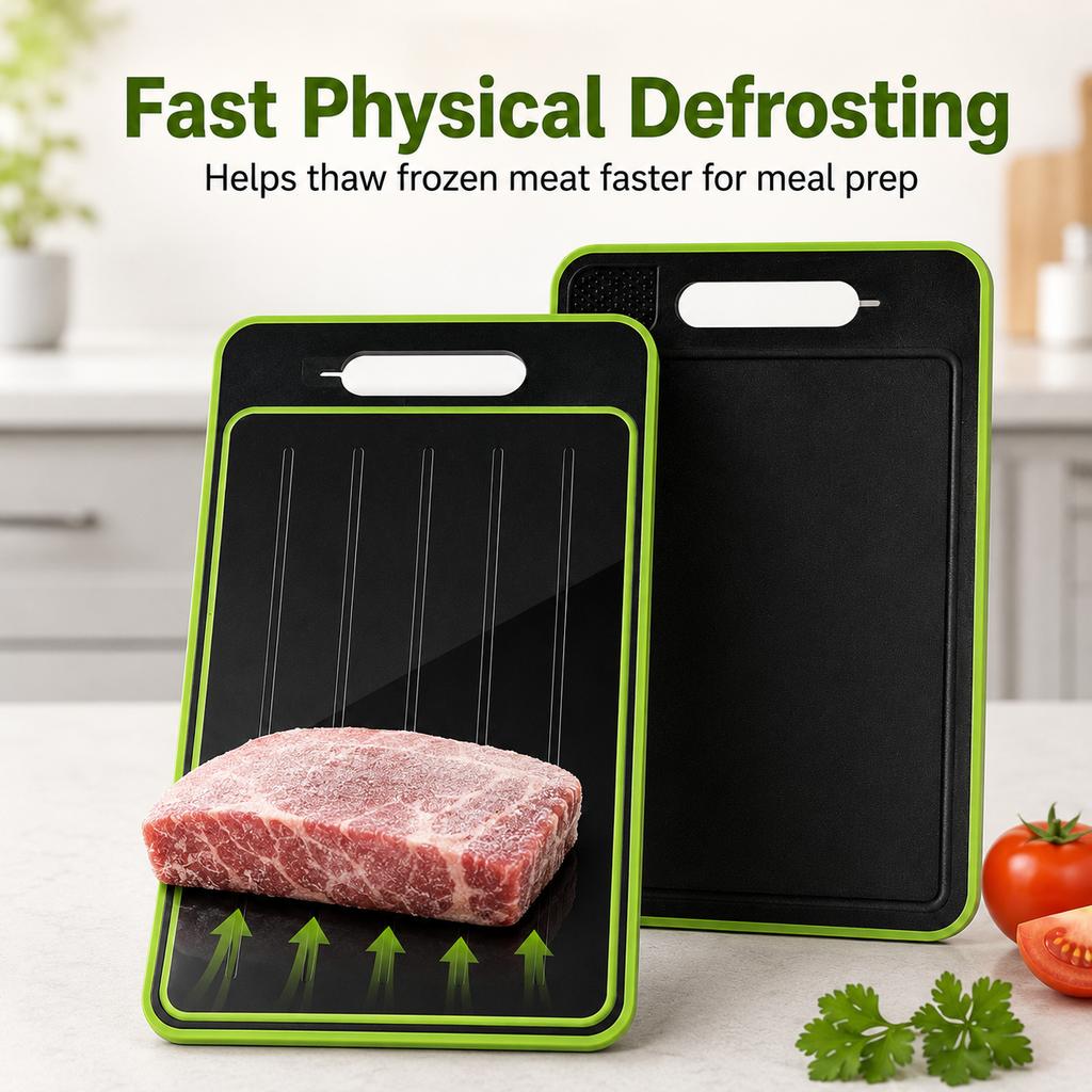 Meltset M 4 In 1 Multifunctional Cutting Board Knife Sharpener Garlic Grinder Aluminum Defrost Board PP+TPR Non-Slip 36.5x25cm