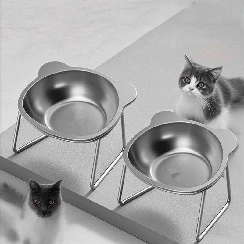 Erhöhte Katzennäpfe Schrägstellung Nackenschutz Katzennapf 304 Edelstahl Bruchsicher Erhöht 15° Haustierbedarf Für Welpen Katze