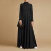 Damen Rollkragen Langarm Maxikleid Lockere Passform Einfarbig A-Linie Lässiges Abaya Langes Kleid