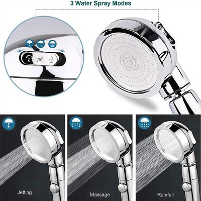3 Modes Shower Head Set With Hose and Holder High Pressure Water Saving One Key Stop Waterfall Showerheads Bathroom Accessories