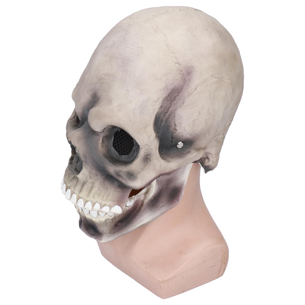 Halloween Scary Skull Mask Adult Full Head Latex Skull Helmet Glowing Eyes with Moving Chin