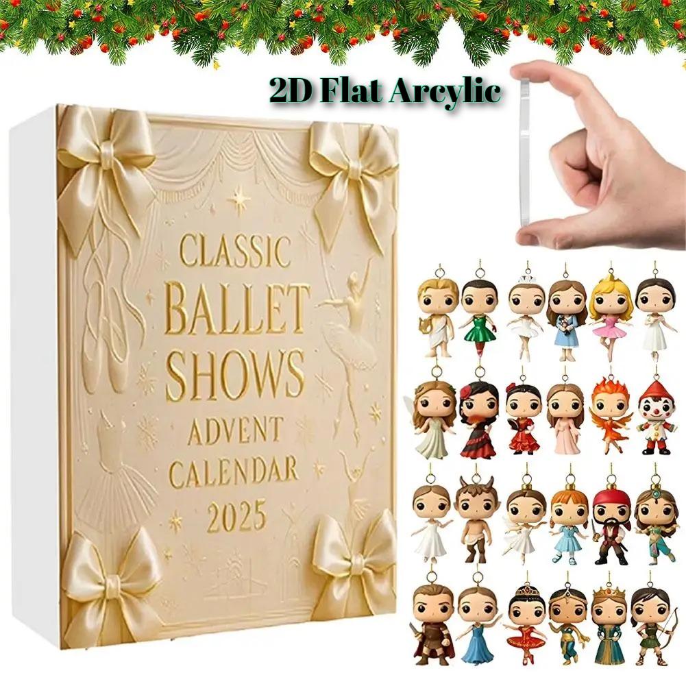 Klasická baletní představení Adventní kalendář, Elegantní balerína Vánoční odpočítávací kalendář pro milovníky baletu, tanečníky, 24 mini sběratelských ozdob tanečníků