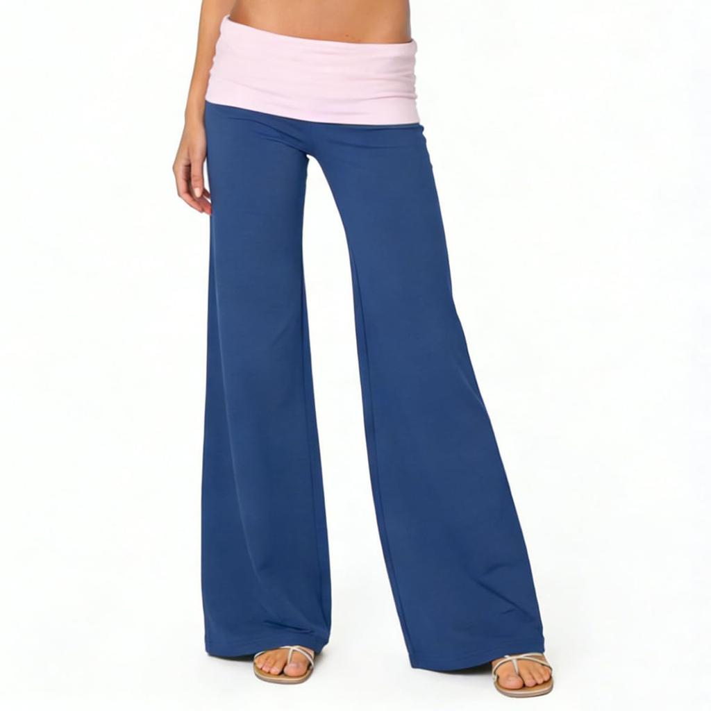 Pantaloni Casual da Donna alla Moda Color Block Vestibilità Aderente per Casa Sport Fitness Micro Svasati