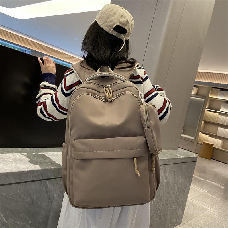 Schoolbag new backpack student schoolbag simple solid color durable nylon backpack super versatile casual backpack