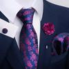 Brown Paisley Men's Tie, Pocket Square, Cufflinks & Boutonniere Set for Business Formal Wear.