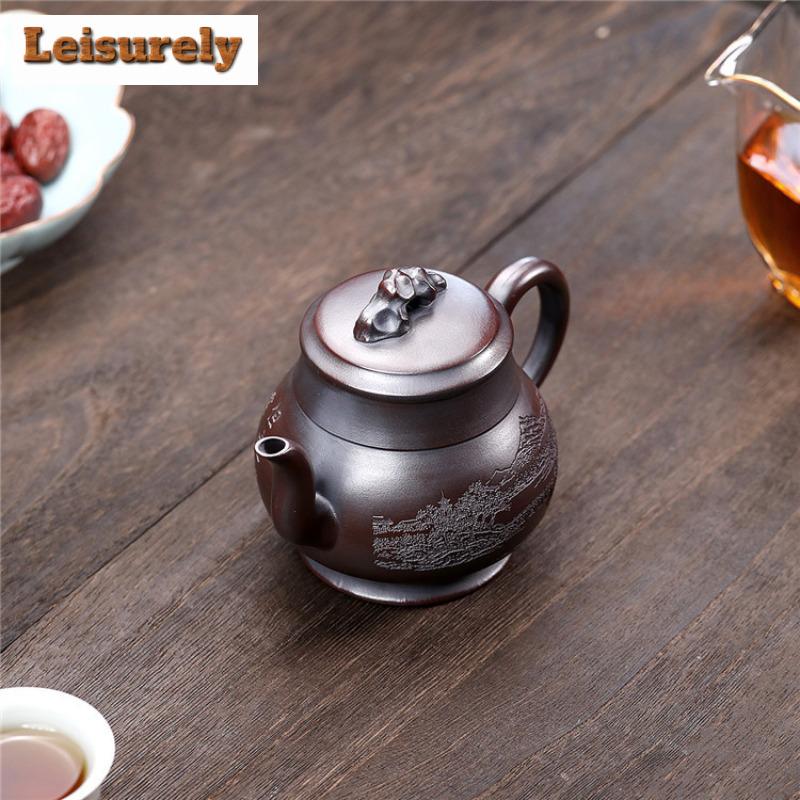 320ml Aesthetic Yixing Purple Clay Teapots Artists Handmade Pot Raw Ore  Antique Red Mud Kettle Chinese Zisha Tea Set Drinkware