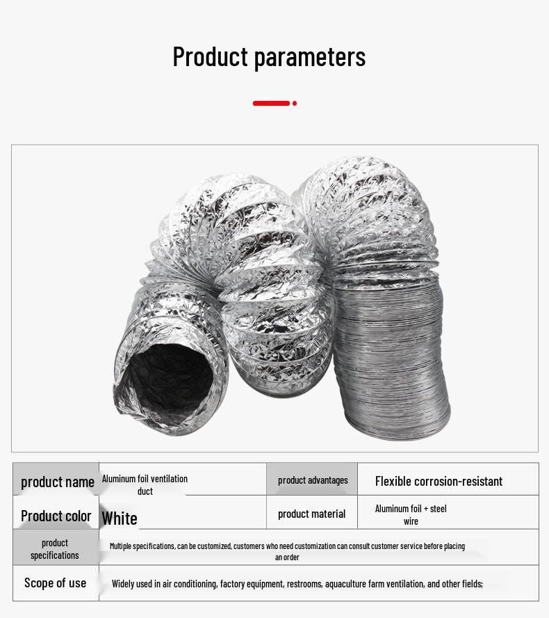 200mm Diameter Extendable Flexible Duct for Central Air Conditioning Ventilation with Reinforced Insulation