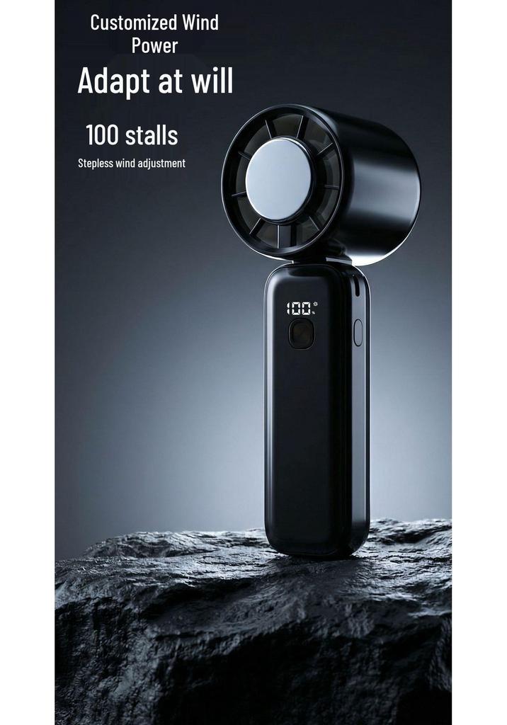 Foldable Handheld Mini Fan with Digital Display for Outdoor Cooling