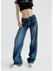 American Low-Waist Straight-Leg Loose Denim Distressed Wide-Leg Floor-Length Pants 2025 Summer Collection