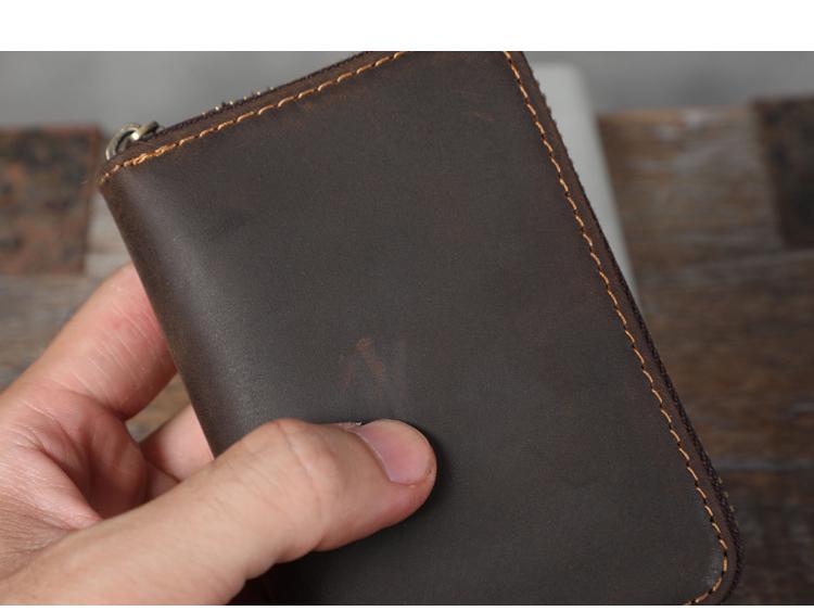 Vintage Crazy Horse Leather Accordion Card Holder with Multi-Card Slots, Coin Purse & Driver's License Pocket for Men and Women