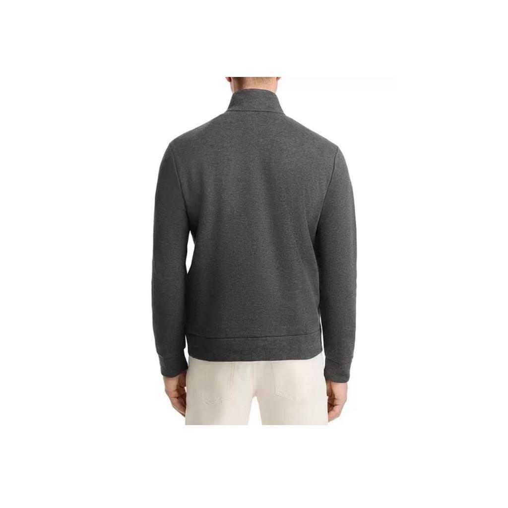 Polo Ralph Lauren FW24 Solid Logo Mock Neck Half-Zip Long Sleeve Knit Sweater Men Sweater Gray 710909883-007