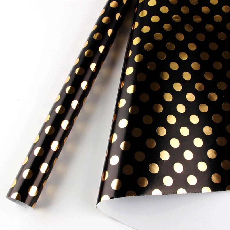

3M/Рулон Цветной Горошек Праздничная Подарочная Упаковка DIY Мелованная Бумага Водонепроницаемая 43x300СМ Упаковочная Бумага в Горошек чёрный/золотой