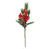 32cm Artificial Red Berry Pine Branch with Natural Pinecones & Plastic Needles for Home Decor