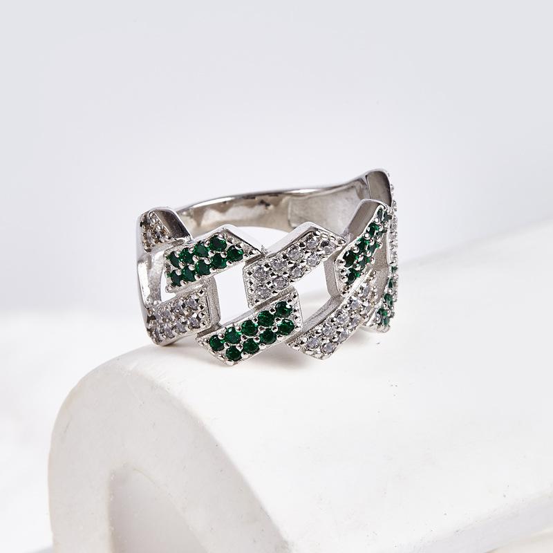 

Европейское и американское хип-хоп микро-инкрустированное цирконом ромбовидное кубинское кольцо геометрическое мужское кольцо No. 9 (US)